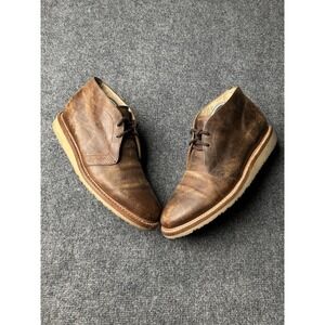 Mens Boots Rhodes Leather Brown Chukka Casual Lace Up, Size US 9 M